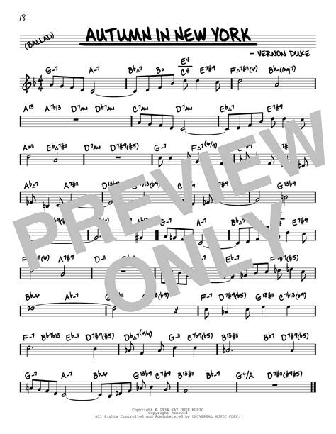 Vernon Duke Autumn In New York Arr David Hazeltine Sheet Music Notes