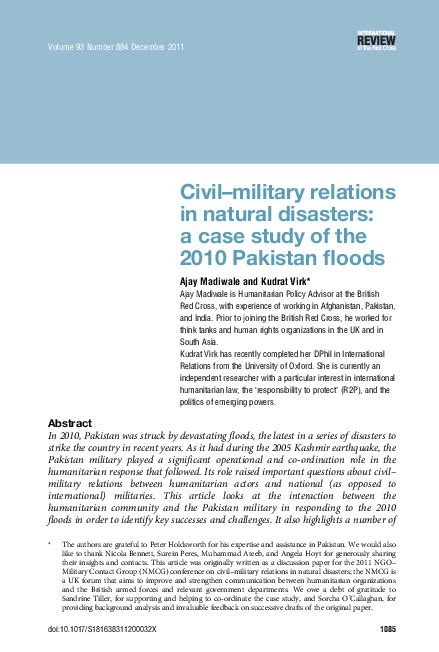 (PDF) Civil-Military Relations in Natural Disasters: A Case Study of
