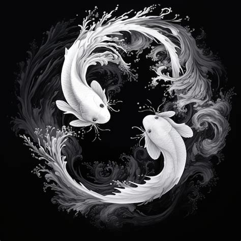 Peixe Koi símbolo yin yang preto e branco imagem Premium gerada IA