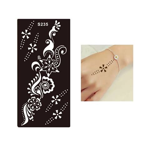 1pc Waterproof Temporary Tattoo Henna Flower Pendant Stencil For Sex