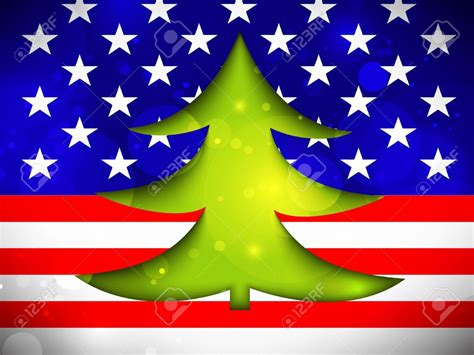 Christmas Tree On The American Flag Royalty Free Cliparts Vectors