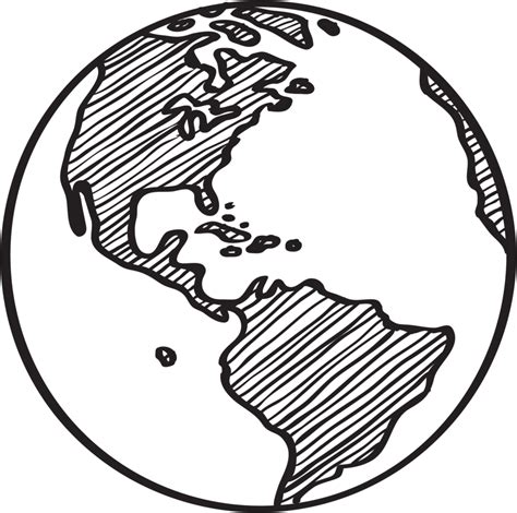 Freehand Drawing World Map Sketch On Globe 10251849 PNG