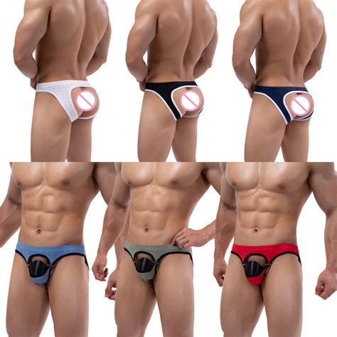 DELUCKY Mens Sexy Open Front Hole G String Thong Briefs Underwear Lingerie Underpants Shopee