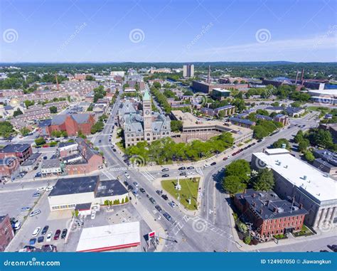 Lowell City Hall Aerial View, Massachusetts, USA Stock Photo - Image of ...