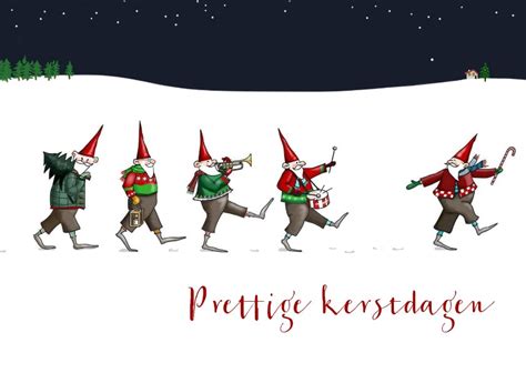 Kerst Negen Kerstmannetjes Op Kerstavond Kaartje Go