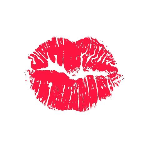 Premium Vector Female Red Lipstick Kiss Isolated On White Background