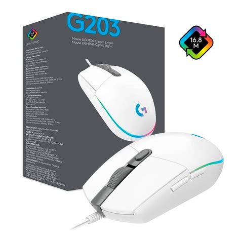 Mouse Logitech G Blanco Rgb Lightsync Con Botones Para Juegos