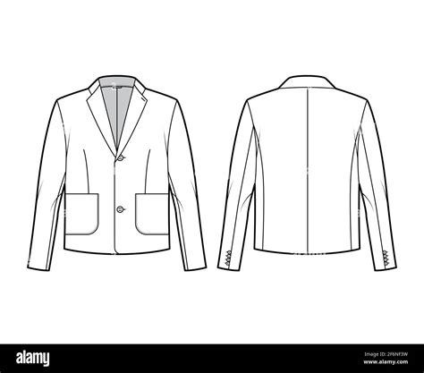 Blazer Jacket Suit Technical Fashion Illustration With Long Sleeves