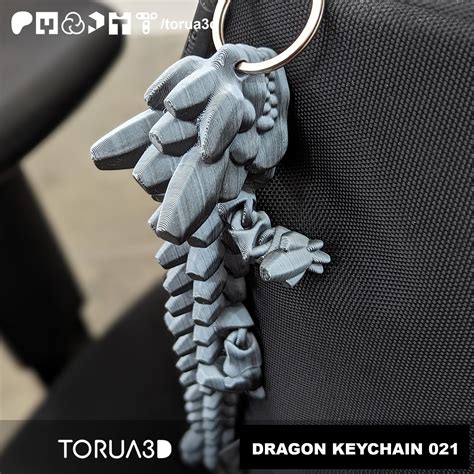 Articulated Dragon Keychain 021 No Supports Print In Place 3d Model By Torua3d On Thangs