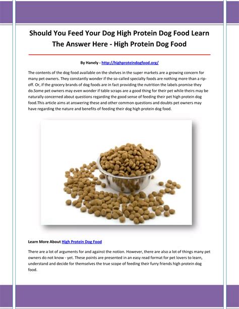 High Protein Dog Food Pdf