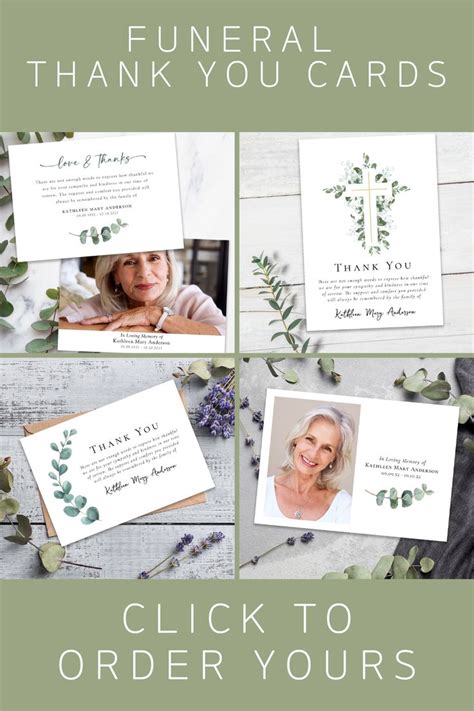 Eucalyptus Botanical Funeral Thank You Cards Funeral Thank You