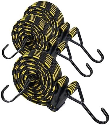 Packs Way Flat Bungee Cord Set With Leather Pad Grip Heavy Duty