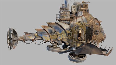 D Steampunk Submarine Hovercraft With Pbr Materials Turbosquid