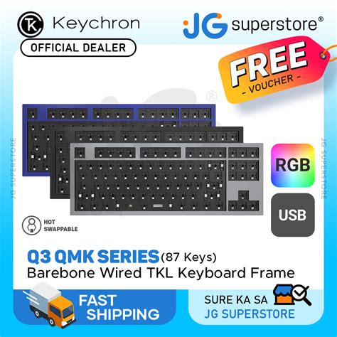 Keychron Q3 QMK 87 Keys Barebone RGB Wired TKL Keyboard Base Frame Hot Swappable Q3A1 Q3A2