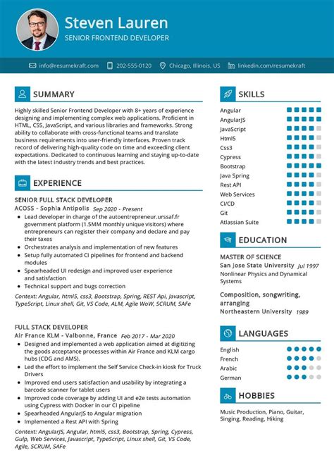 Senior Frontend Developer CV Example In 2025 ResumeKraft