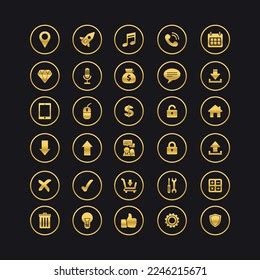 Golden Icons Illustration Internet Company Stock Vector Royalty Free