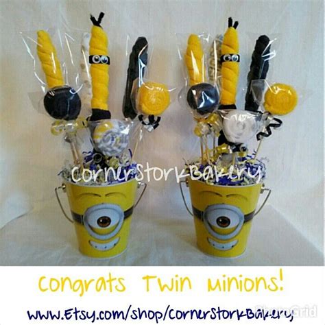 Twin Minion Washcloth Lollipop Bouquets Can Be Made With Pink For