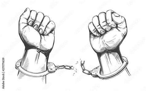 Hands Break The Chain Handcuffs A Symbol Of Freedom And Forgiveness