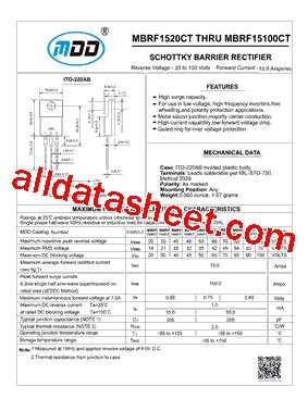 MBRF1590CT Datasheet PDF Microdiode Electronics Jiangsu Co Ltd