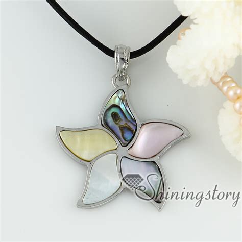 Abalone Oyster Sea Shell Necklaces Rainbow White Pink Yellow Flower