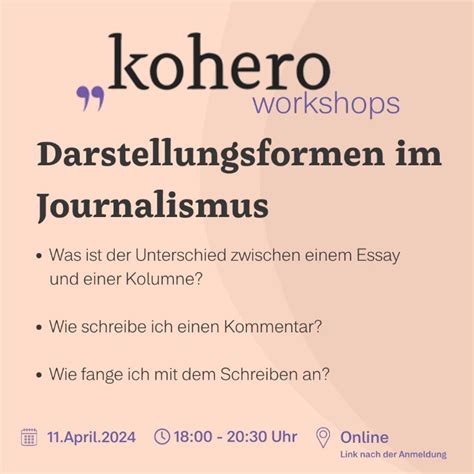 Online Workshop Darstellungsformen Im Journalismus Kohero Magazin