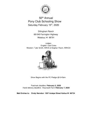 Fillable Online Th Annual Pony Club Schooling Show Fax Email Print