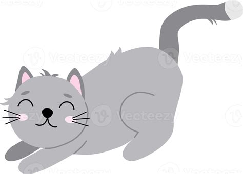 Lindo Gato Gris De Dibujos Animados Png