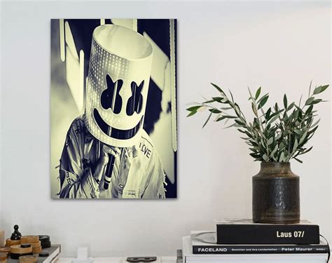 Marshmello Print Canvas DJ Marshmello Canvas EDM Unframed Etsy