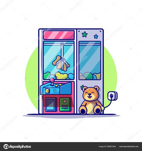 Claw Machine Cute Teddy Bear Cartoon Vector Icon Illustration ...