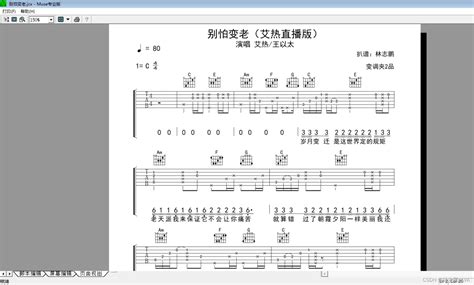 别怕变老吉他谱（完美还原艾热个人直播版本） Csdn博客