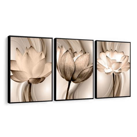 Kit Quadros Decorativos Paisagem Flores Nude Molduras