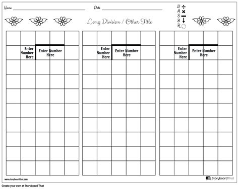 Long Division 8 Storyboard Par Worksheet Templates