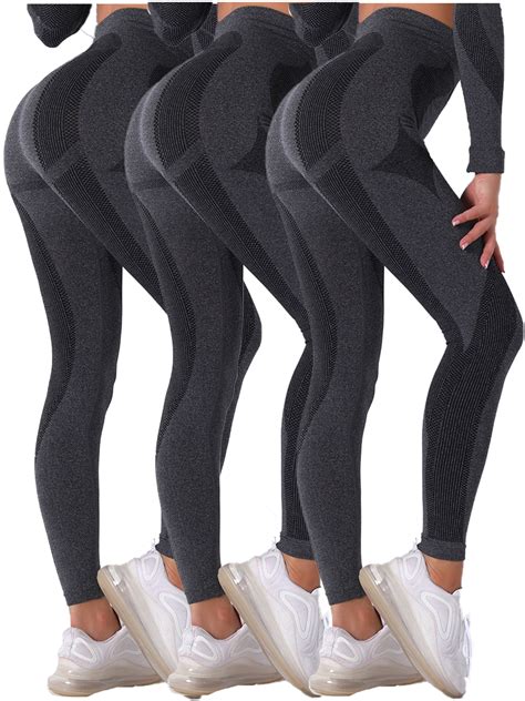 Cooplus 3 Pairs Womens Workout Leggings High Waisted Tummy Control Yoga Pants For Women