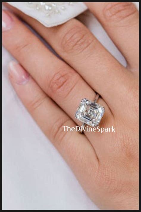 7 7 CT Asscher Colorless Moissanite Ring Pointed Prongs Ring