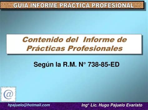 PPT Contenido del Informe de Prácticas Profesionales PowerPoint