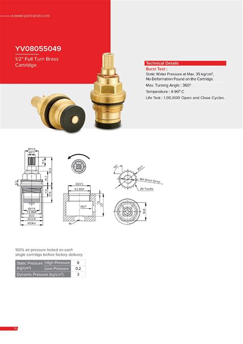 Full Turn Brass Cartridge Yv Yantransh