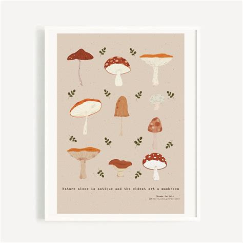 Mushroom Art Print, Cute Mushroom Art Mushroom Wall Art, Housewarming ...