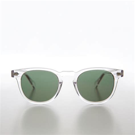 Clear James Dean Style Horn Rim Sunglasses Polarized Green Lens