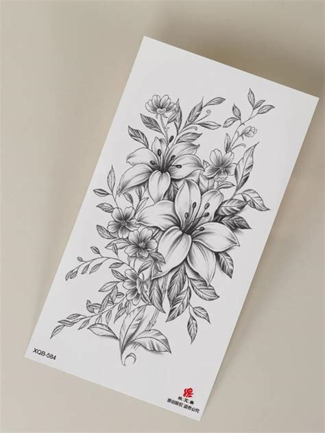 Tattoo Sticker,1 Sheet Floral Pattern Temporary Tattoos For Women ...