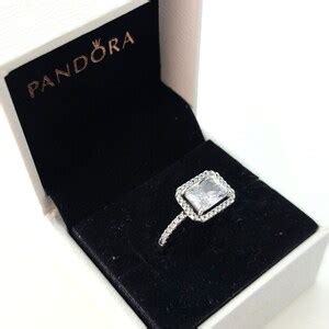 New Pandora Sterling Silver Rectangular Sparkling Halo Rings 192391C01