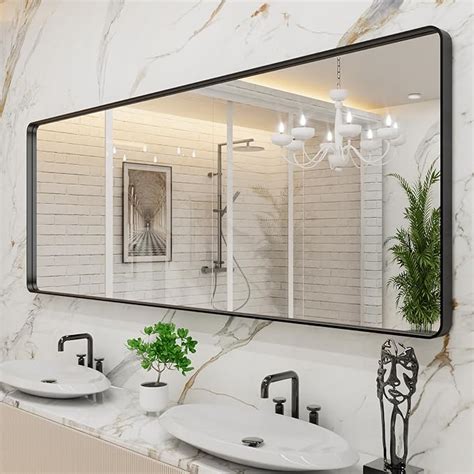 Amazon Loaao X Inch Black Metal Framed Bathroom Mirror For