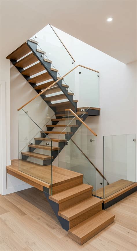 modern staircase designs  glass wood