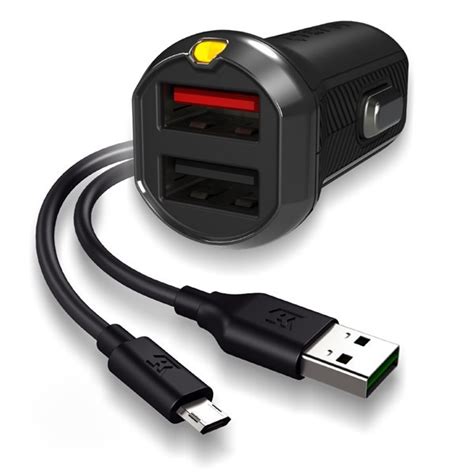 Dual 3.4 Amp USB Car Charger with Micro USB cable