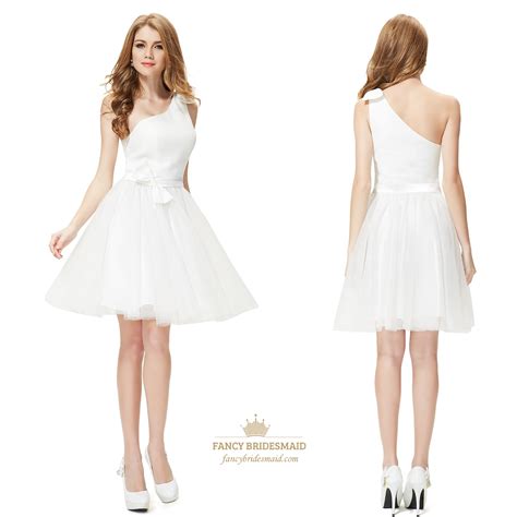 White One Shoulder Cocktail Dress White Cocktail Dress For Wedding