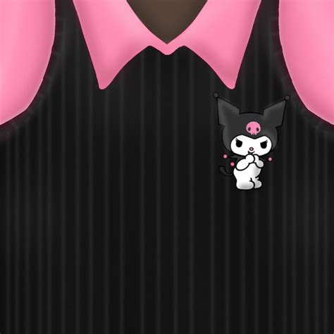 Free Roblox T-shirt black kuromi with pink collar ♣️ | Cute black ...