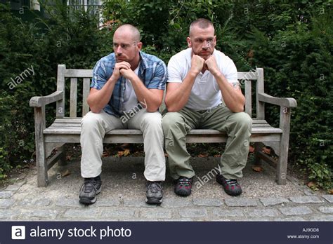 Two Gay Men Sitting On A Park Bench Stock Photo Royalty Free Image Alamy