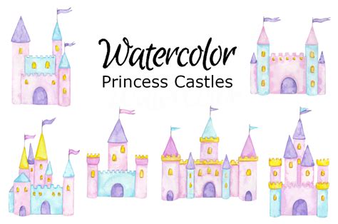 Princess Castles Watercolor Clipart Graphic By Goodfairyclipart · Creative Fabrica