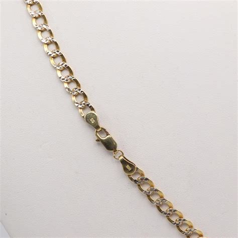 10kt Two Tone Gold Hollow Curb Link Necklace Property Room