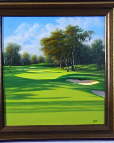 Oil Painting Of Golf Course Oil Painting Stable Diffusion