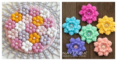 Easy Puff Flower Free Crochet Pattern